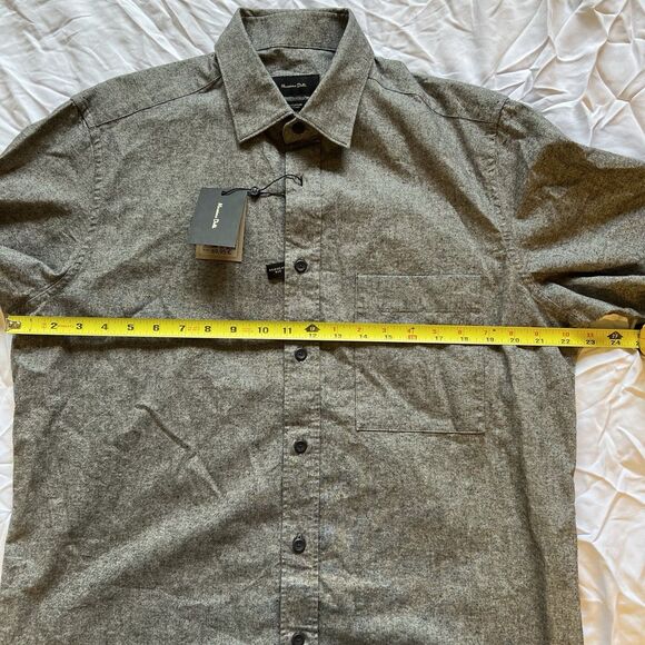 Massimo Dutti Mens Grey Button Down Shirt Size L Regular Fit 100% Cotton NWT - Picture 4 of 6